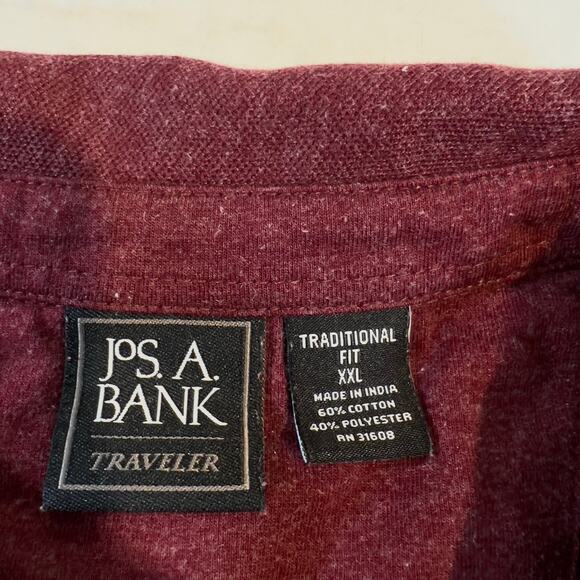 Jos. A. Bank Traveler Polo Shirt Men's XXL Traditional Fit Maroon Long Sleeve - Picture 2 of 11